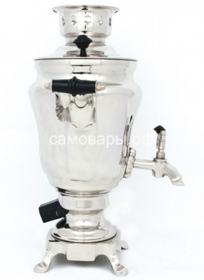 Электрический самовар из латуни никелированный на 1,5 литра форма "Тюльпан" с защитой от выкипания в Пойковском - poikovskii.mebel-74.com | фото
