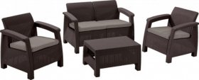 Комплект мебели Корфу сет (Corfu set) коричневый - серо-бежевый * в Пойковском - poikovskii.mebel-74.com | фото