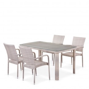 Комплект плетеной мебели T256C/Y376C-W85 Latte (4+1) + подушки на стульях в Пойковском - poikovskii.mebel-74.com | фото