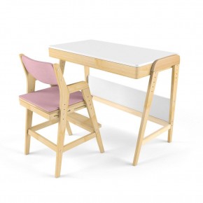 Комплект растущий стол и стул с чехлом 38 попугаев «Вуди» (Белый, Береза, Розовый) в Пойковском - poikovskii.mebel-74.com | фото