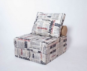 Кресло-кровать-пуф бескаркасное Прайм (Газета) в Пойковском - poikovskii.mebel-74.com | фото