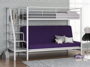 Кровать двухъярусная с диваном "Мадлен-3" (Белый/Фиолетовы) в Пойковском - poikovskii.mebel-74.com | фото
