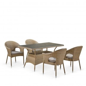 Обеденный комплект плетеной мебели T198B/Y79B-W56 Light Brown (4+1) в Пойковском - poikovskii.mebel-74.com | фото