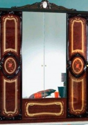 Шкаф 4-х дверный с зеркалами (01.144) Роза (могано) в Пойковском - poikovskii.mebel-74.com | фото